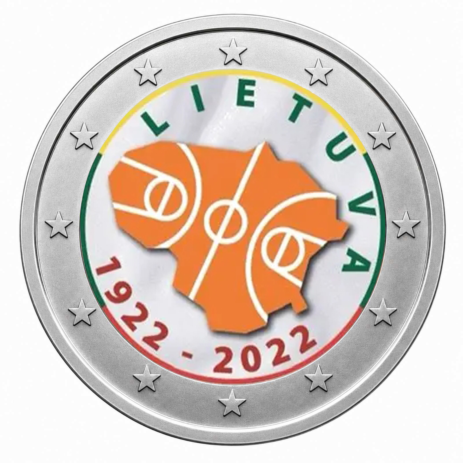 2 Euros Basketball in Lithuania (Coloured)